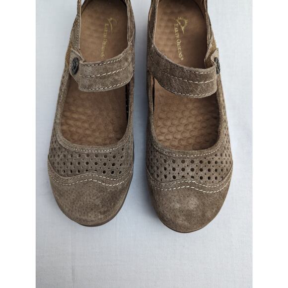 Earth Origins Flats Size 8 Mary Janes Suede Adjustable Strap Comfortable - Picture 2 of 10